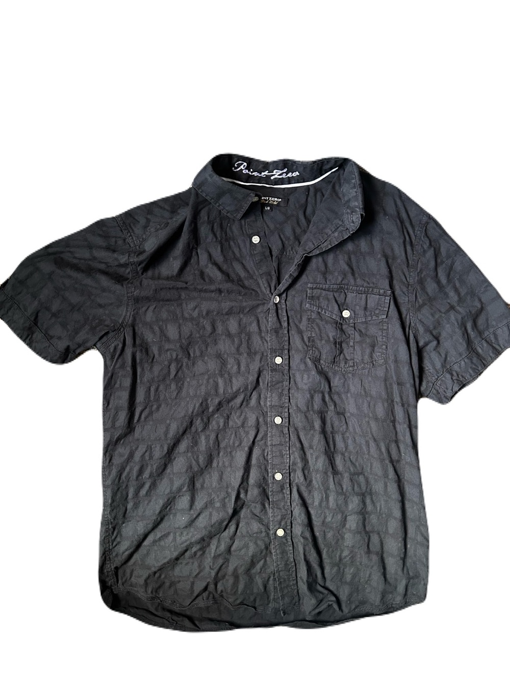 Point Zero Men's Short-Sleeve Black Button-Down Shirt